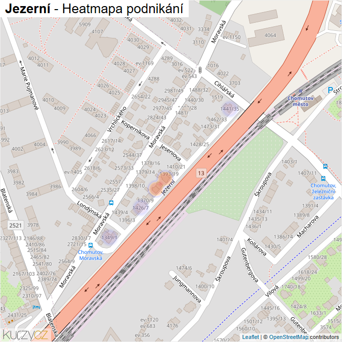 Mapa Jezerní - Firmy v ulici.