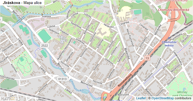 Jiráskova - mapa ulice