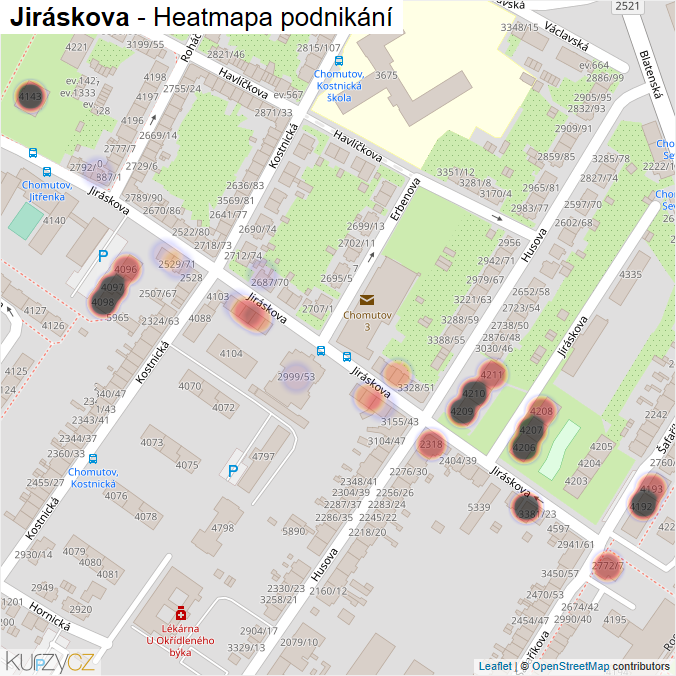 Mapa Jiráskova - Firmy v ulici.