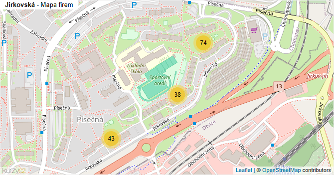 Jirkovská - mapa firem