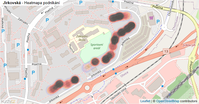 Jirkovská - mapa podnikání