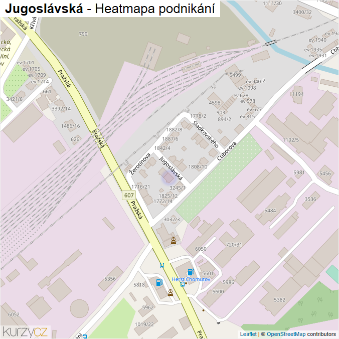 Mapa Jugoslávská - Firmy v ulici.