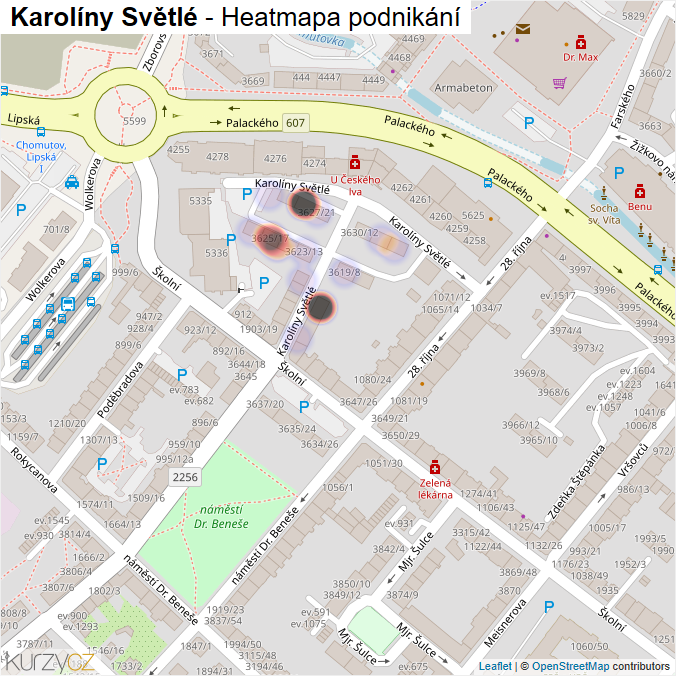 Mapa Karolíny Světlé - Firmy v ulici.