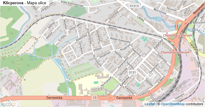 Klicperova - mapa ulice