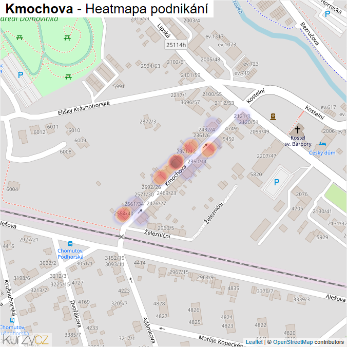 Mapa Kmochova - Firmy v ulici.