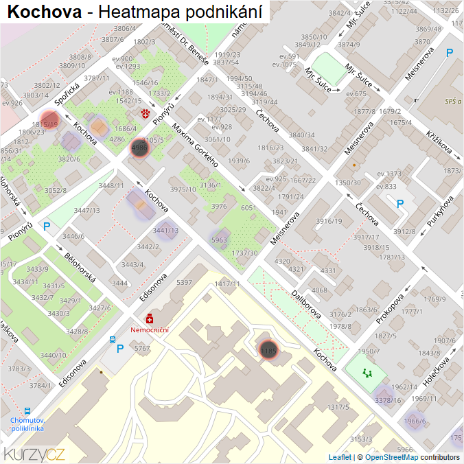 Mapa Kochova - Firmy v ulici.