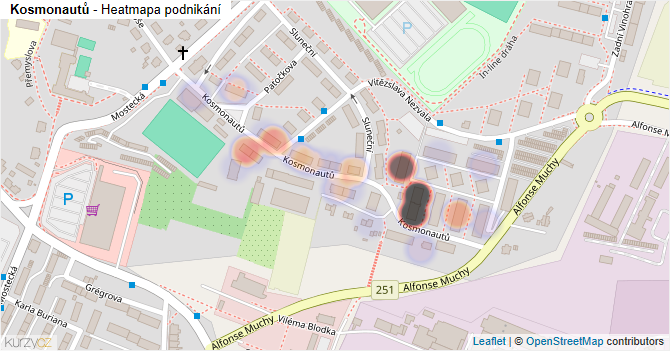 Kosmonautů - mapa podnikání
