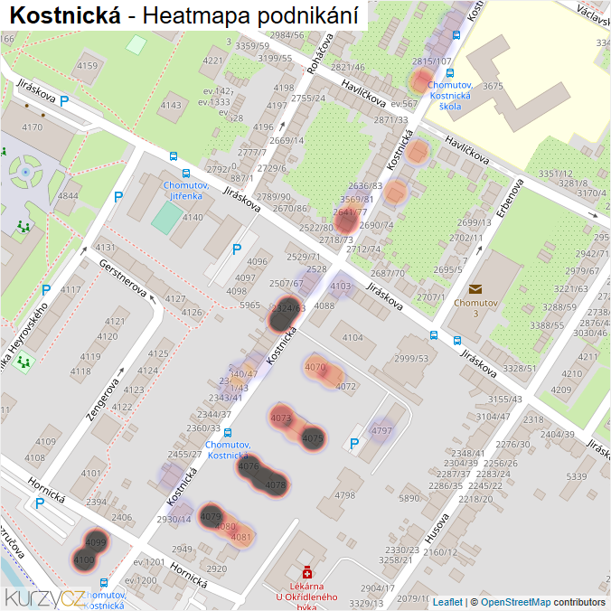 Mapa Kostnická - Firmy v ulici.