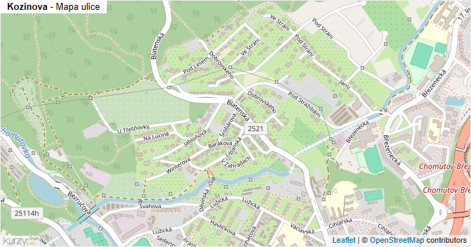 Kozinova - mapa ulice