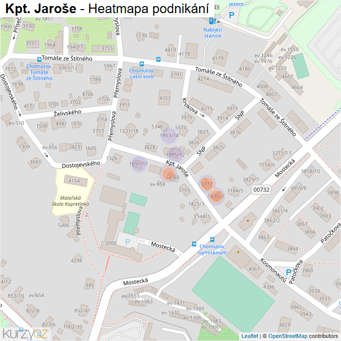 Mapa Kpt. Jaroše - Firmy v ulici.