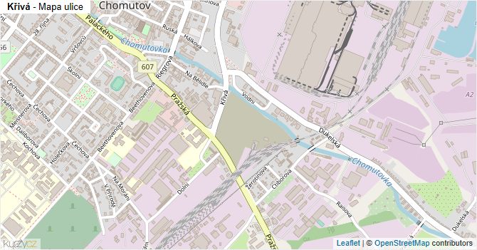 Křivá - mapa ulice