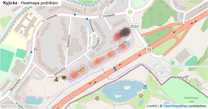 Kyjická - mapa podnikání