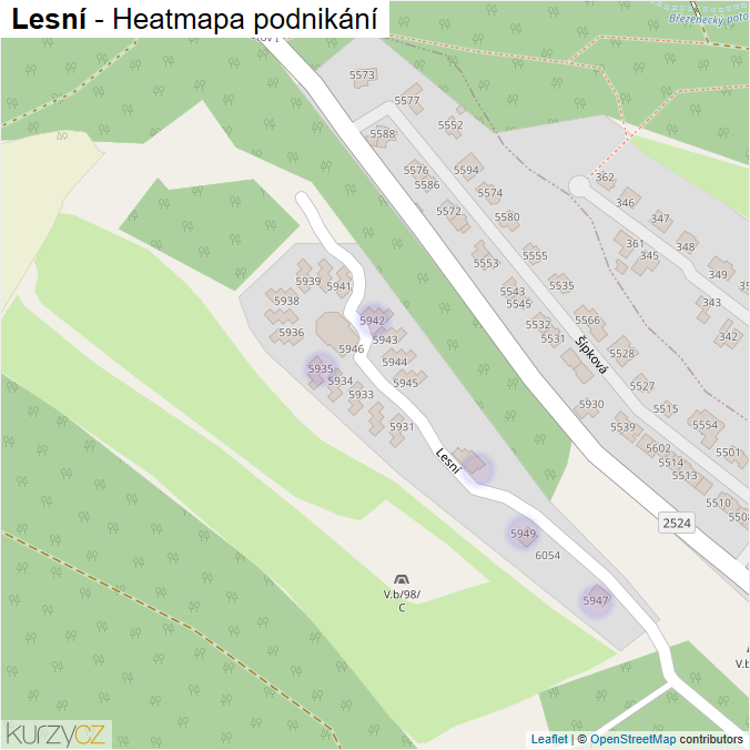 Mapa Lesní - Firmy v ulici.