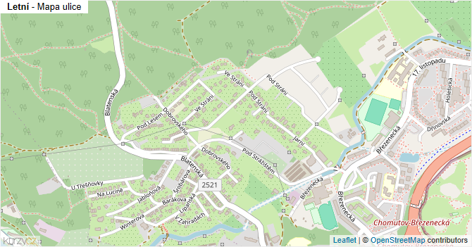 Letní - mapa ulice