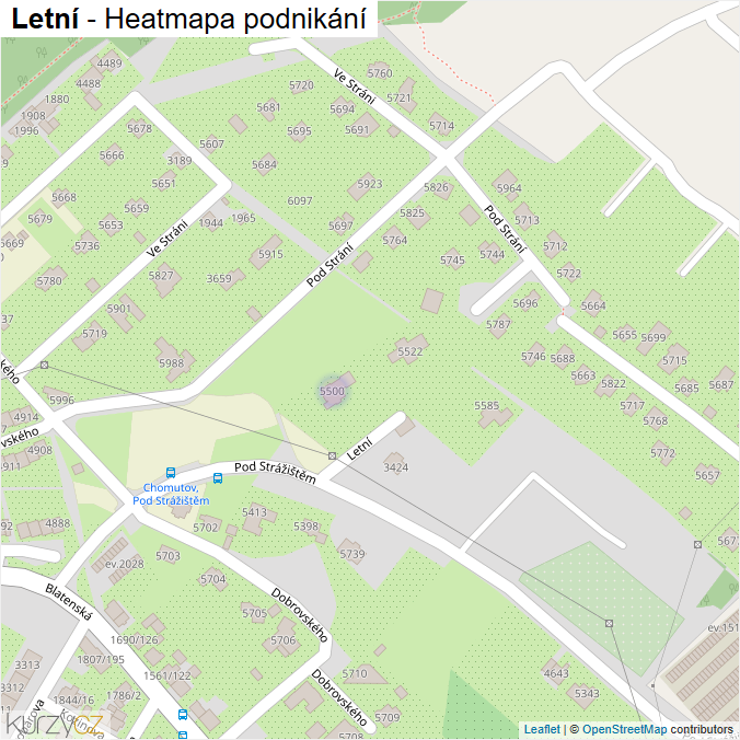 Mapa Letní - Firmy v ulici.