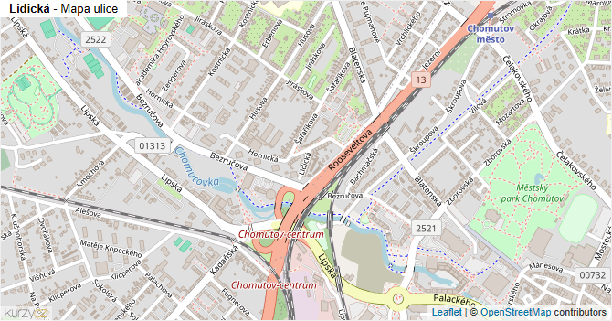 Lidická - mapa ulice