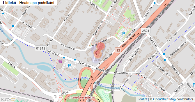 Lidická - mapa podnikání