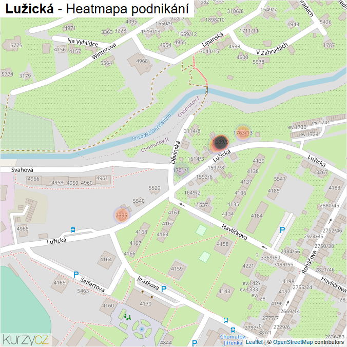 Mapa Lužická - Firmy v ulici.