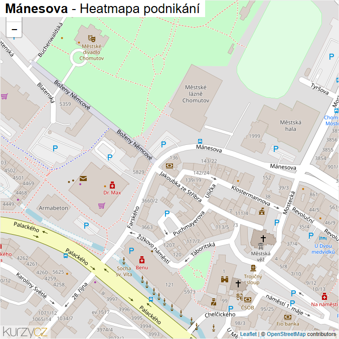Mapa Mánesova - Firmy v ulici.