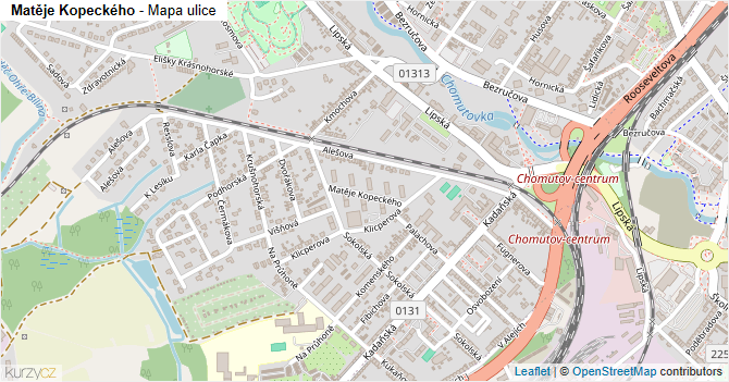 Matěje Kopeckého - mapa ulice