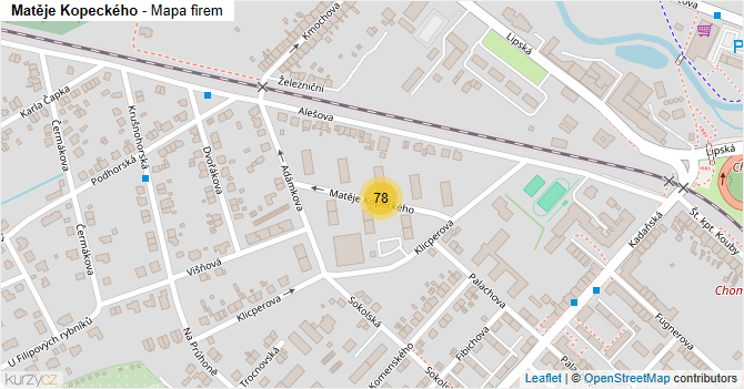 Matěje Kopeckého - mapa firem