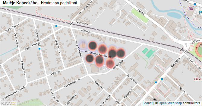 Matěje Kopeckého - mapa podnikání
