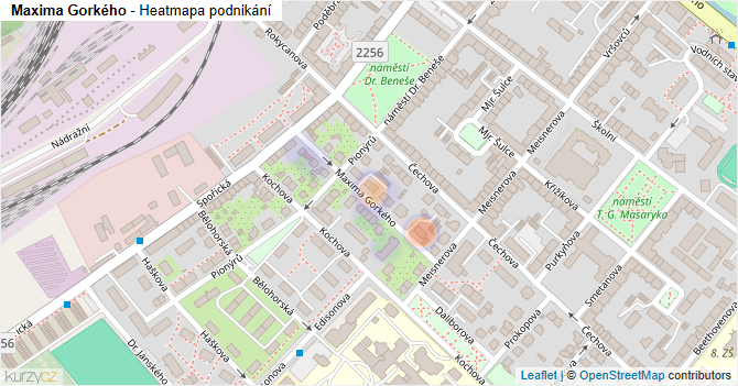 Maxima Gorkého - mapa podnikání