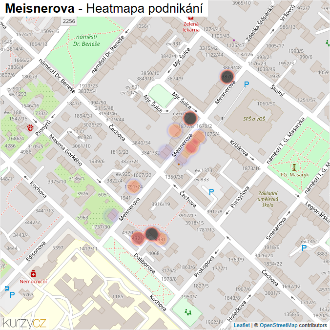 Mapa Meisnerova - Firmy v ulici.