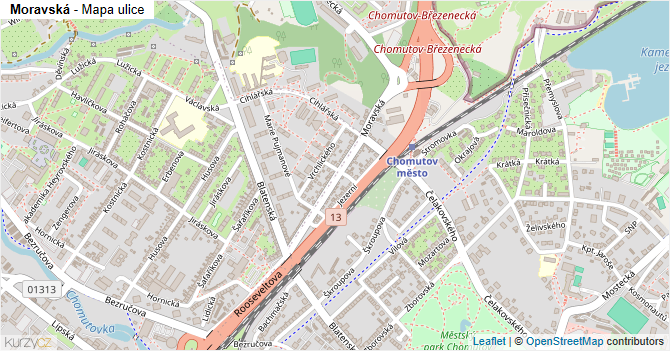 Moravská - mapa ulice