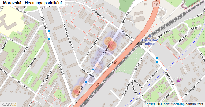 Moravská - mapa podnikání