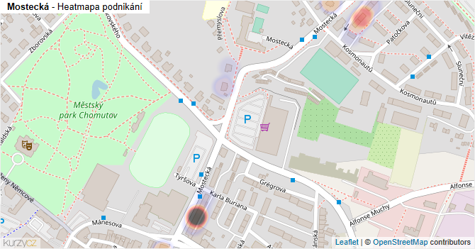 Mostecká - mapa podnikání