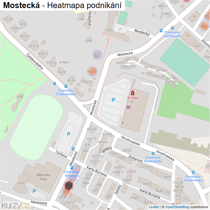 Mapa Mostecká - Firmy v ulici.
