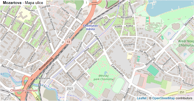 Mozartova - mapa ulice