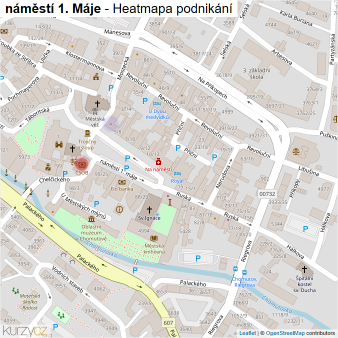 Mapa náměstí 1. Máje - Firmy v ulici.