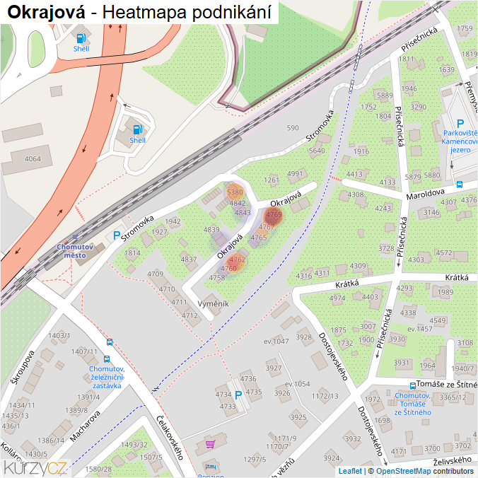 Mapa Okrajová - Firmy v ulici.