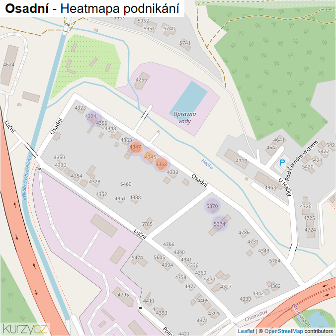 Mapa Osadní - Firmy v ulici.