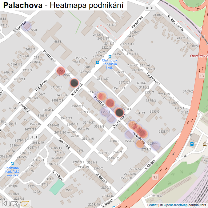 Mapa Palachova - Firmy v ulici.
