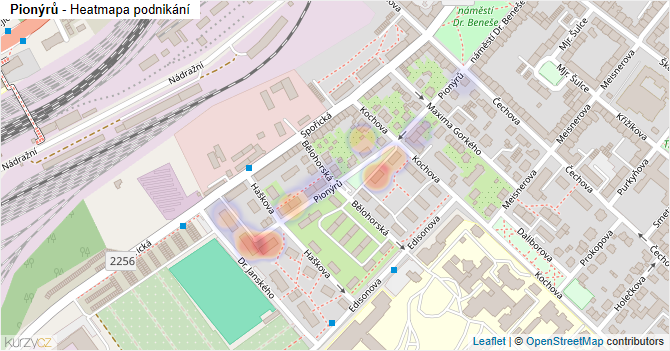 Pionýrů - mapa podnikání