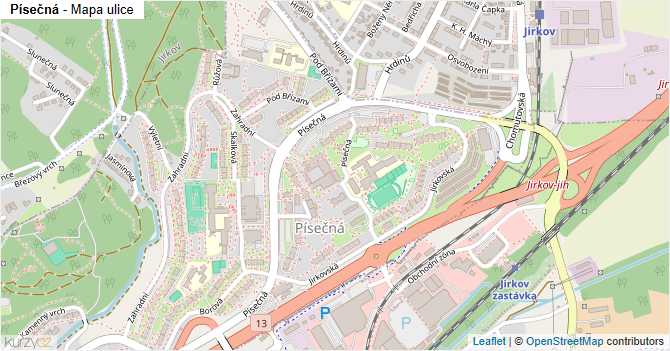 Písečná - mapa ulice