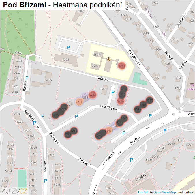 Mapa Pod Břízami - Firmy v ulici.