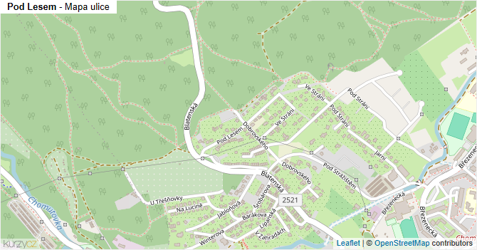Pod Lesem - mapa ulice
