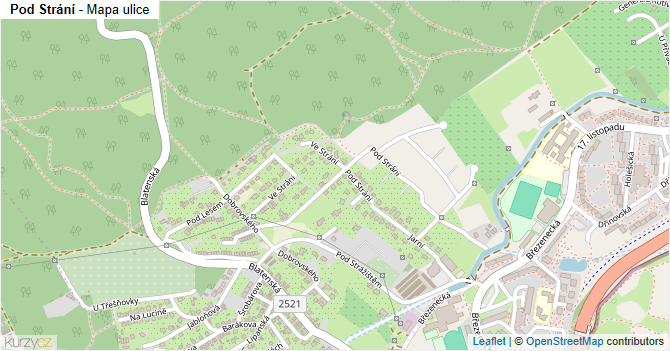 Pod Strání - mapa ulice