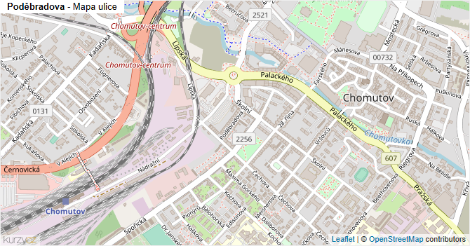 Poděbradova - mapa ulice