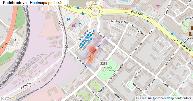 Poděbradova - mapa podnikání
