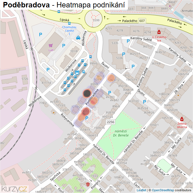 Mapa Poděbradova - Firmy v ulici.