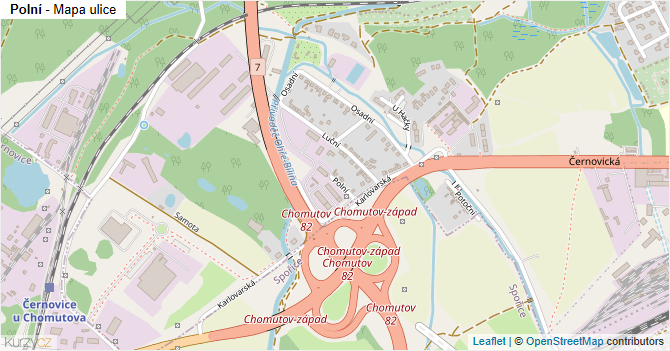 Polní - mapa ulice