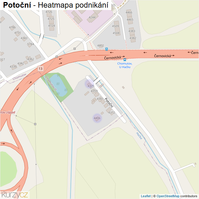 Mapa Potoční - Firmy v ulici.