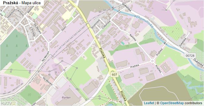 Pražská - mapa ulice