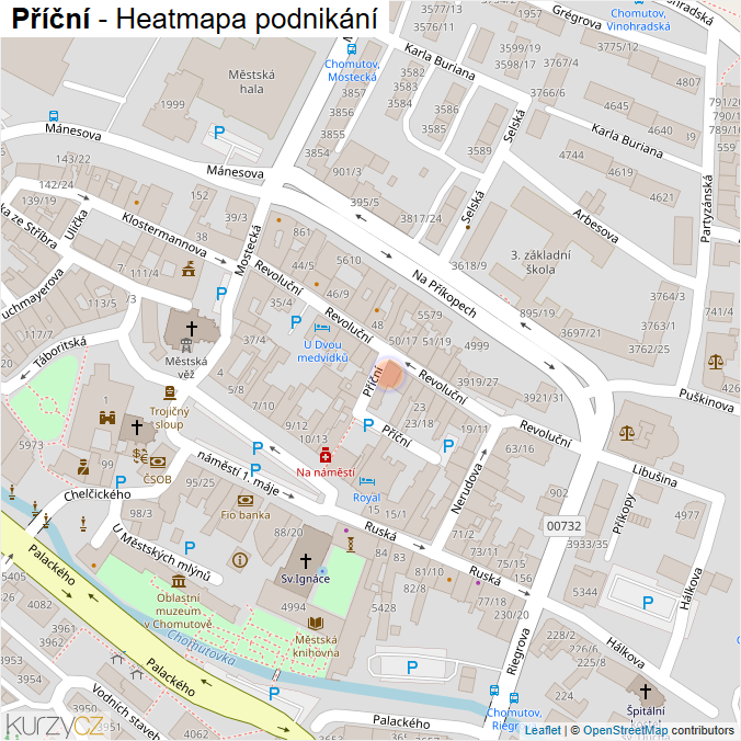 Mapa Příční - Firmy v ulici.