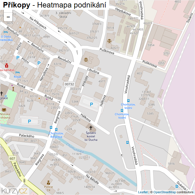 Mapa Příkopy - Firmy v ulici.